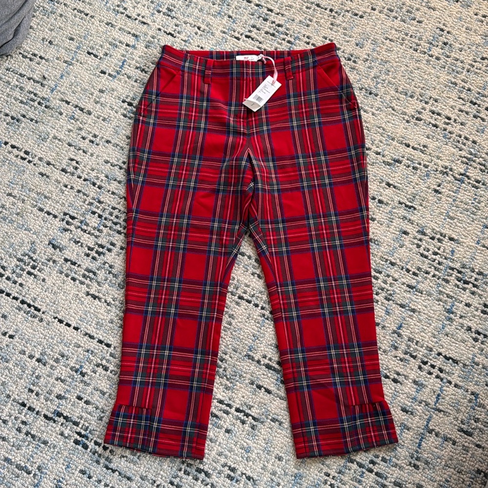 Vineyard Vines Women’s Jolly Plaid Ruffle Cocktail Pant, 6